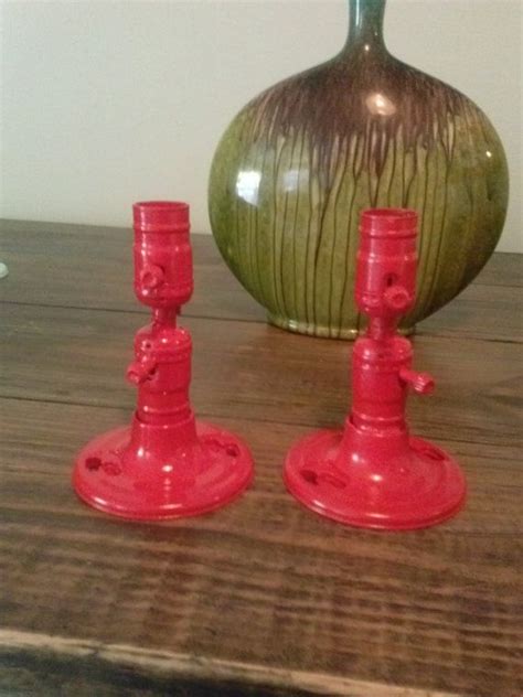 Recycled Upcycled Candle Stick Holders Made From Lamp Parts Candle
