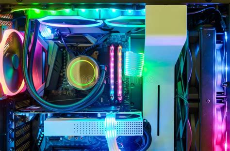 Inside Desktop Pc Gaming And Cooling Fan Cpu System With Multicolored