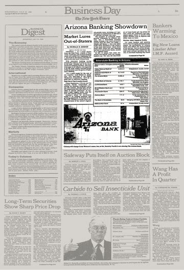 Arizona Banking Showdown The New York Times