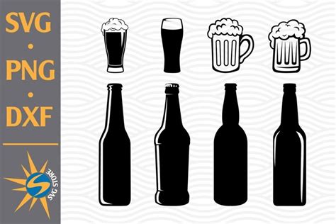 Beer Bottle Beer Mug SVG PNG DXF Digital Files Include