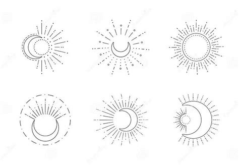 Diseño De Líneas De Luna Y Sol Vectorial Símbolo De Sol De Contorno