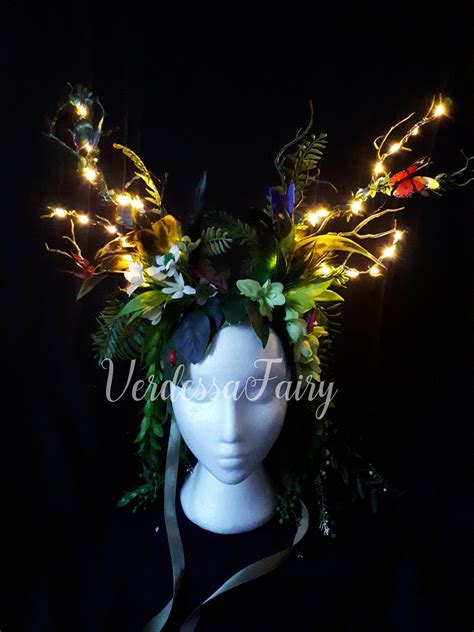 Mother Earth Goddess Headdress Light Up Branch Antler Tefiti Etsy