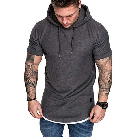 Short Sleve Hooded Solid Color Fashion Slim Fit T Shirt Bemodanova