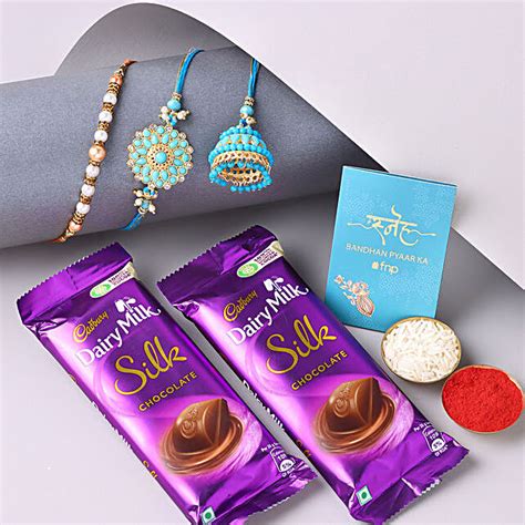 Buy Send Sneh Bhaiya Bhabhi Pearl Rakhi Set With Chocolates Online Fnp