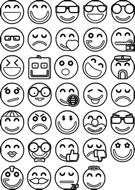 Emoticons All Face Coloring Page Wecoloringpage