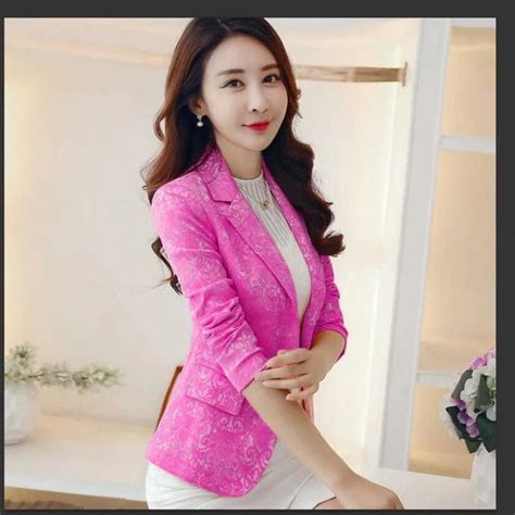 Spring Autumn Blazers Coats Women Suit Korean Jacquard Single