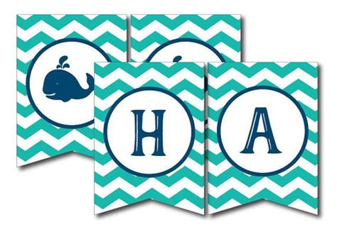 instant download printable aqua and navy whale birthday bunting whale birthday banner whale