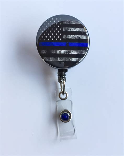 1 12 Thin Blue Line Inspired Id Badge Reel By Piecesofflairbyrobyn On