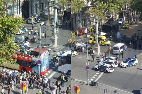 barcelona attack van rams into pedestrians 13 killed