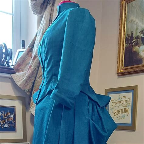 Victorian Walking Dress Bustle Era Plaid Costume 1880s Day Etsy