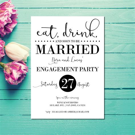 Engagement Invitations Engagement Party Invite Eat Drink