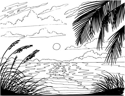 Free printable coloring pages for adults only quotes. Beach Sunrise coloring page embroidery pattern beach art