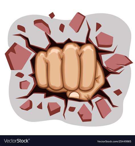 Man S Fist Punched A Hole In Wall Royalty Free Vector Image