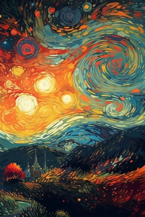 Psychedelic Landscape Inspired By Vincent Van Goghs Starry Night