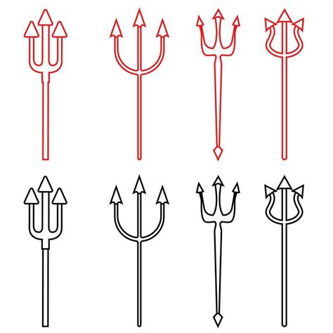 Trident Devil Icon Vector Set Pitchfork Illustration Sign Collection