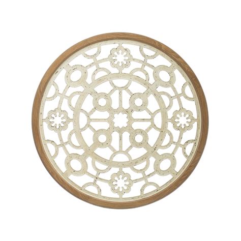Round Cut Metal Wall Medallion With Wood Frame By Creative Co Op