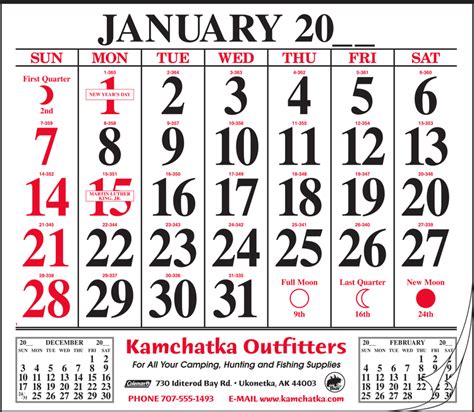 Style 1 large 12-sheet calendar