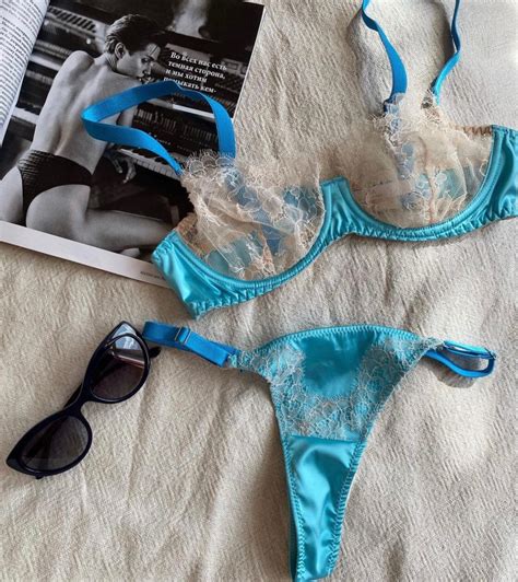 Blue Nude Lace Lingerie Set Handmade Bra Bralette Panty Etsy