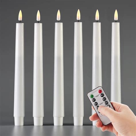 Buy Eywamage White Flickering Flameless Taper Candles With Remote Real