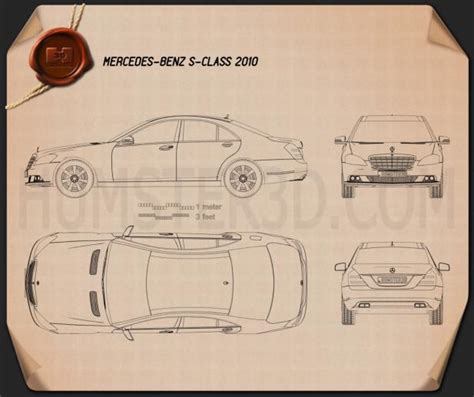 Mercedes Benz S Class Blueprint Hum3d
