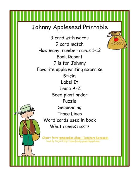 Johnny Appleseed Printable Story