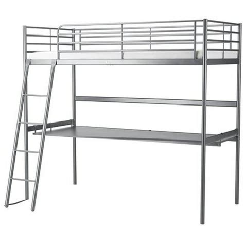 Ikea Twin Size Loft Bed Frame With Desk Top Silver Color 1038617148