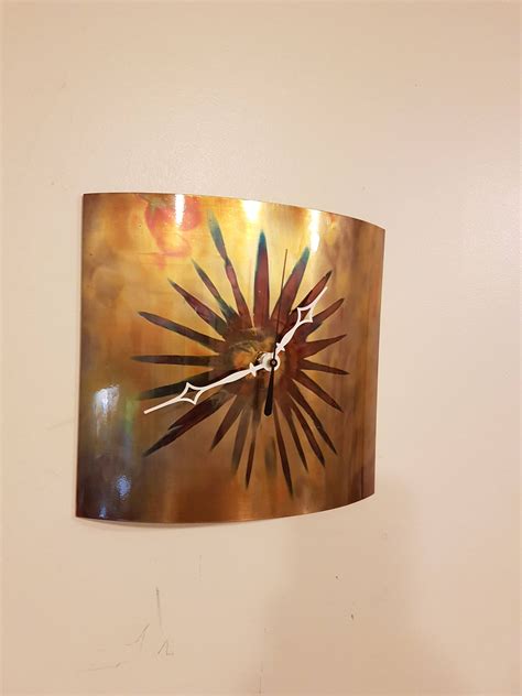 Flame Painted Copper Wall Clock