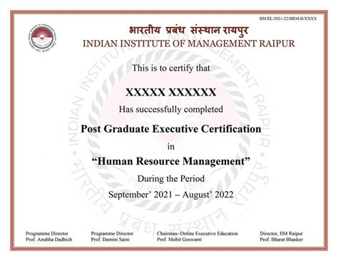 Certificate Human Resource Management Course Online From Iim Raipur