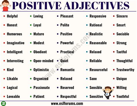 Positive Adjectives 270 Nice Positive Adjectives From A Z Esl Forums