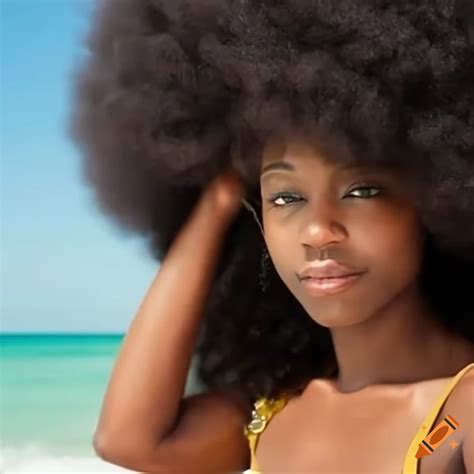 Afro Woman Enjoying Miami Beach