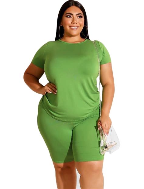 Wholesale Plus Size Casual Sheer Two Piece Shorts Set Global Lover