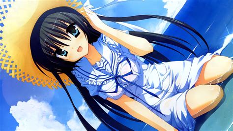 Wallpaper Illustration Long Hair Anime Girls Blue Eyes Water