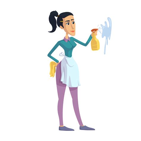 Woman Cleaning Perfectionist Housewife Flat Cartoon Vector