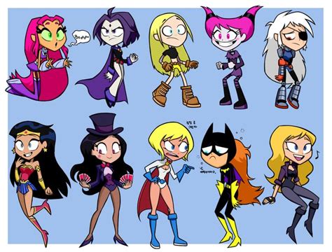 ladies line up dc comics teen titans fanart teen titans go characters original teen titans