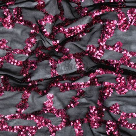 Showtime Sequin Embroidery Stretch Mesh Cerise Shine Trimmings And Fabrics
