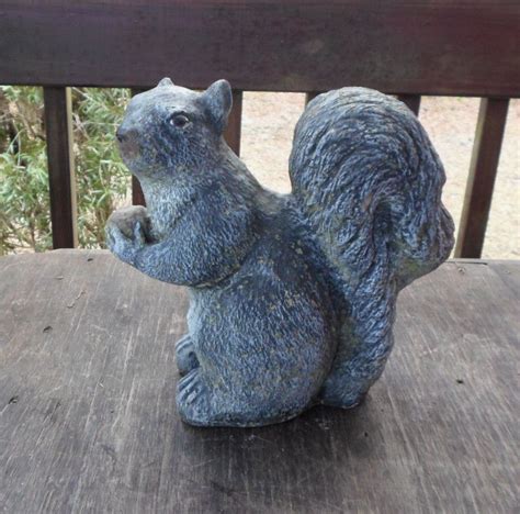 Vintage Cement Squirrel Garden Statue Yard Art 10 Heavy Weathered