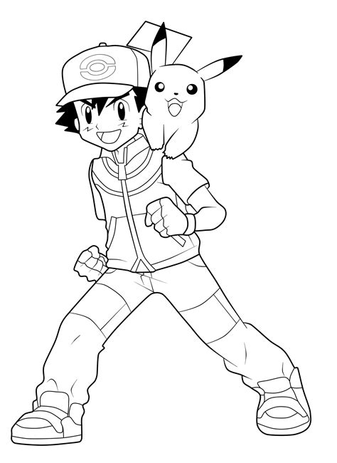 Ash And Pikachu Pages Coloring Pages