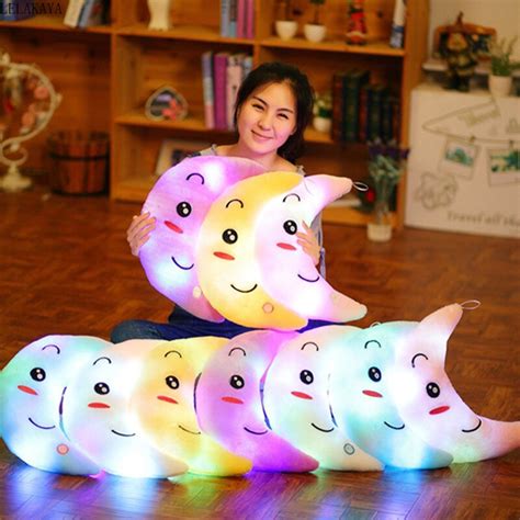 5 Colors Cartoon Moon Plush Soft Stuffed Light Up Kids Sleeping Toys