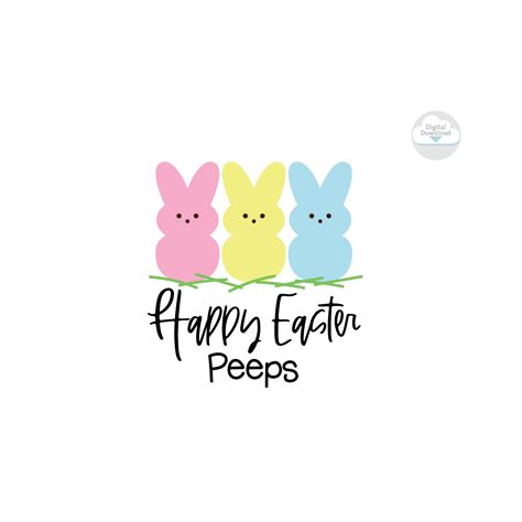 Happy Easter Peeps svg, easter svg, bunny svg, handlettering easter svg