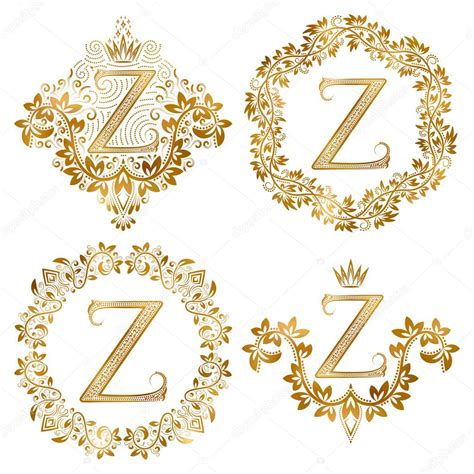 Download Golden Z letter vintage monograms set — Stock Vector ...