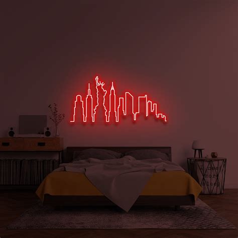 New York Neon Sign Skyline Led Neon Sign Nyc Neon Sign Ny Etsy