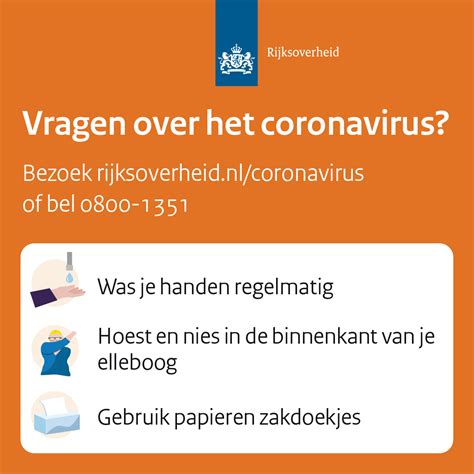 Wanneer hij/zij geen corona heeft, mag je weer naar je werk. Rijksoverheid - Heb je vragen over het #coronavirus? Of ...