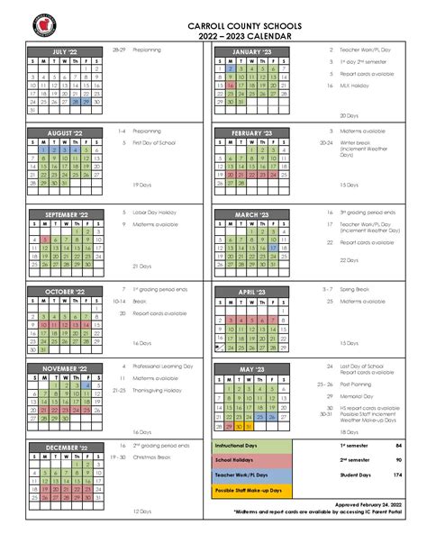 Carroll County Schools Calendar 2022 2023 In Pdf