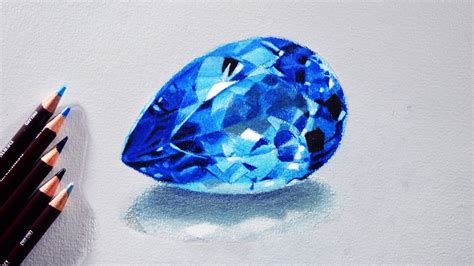 How To Draw A Blue Topaz Gem Stone Tutorial Derwent Coloursoft