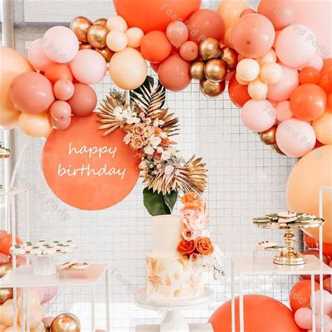 DIY 131pcs Matte Orange Balloon Garland Chain Arch Kit Cream Peach Kids