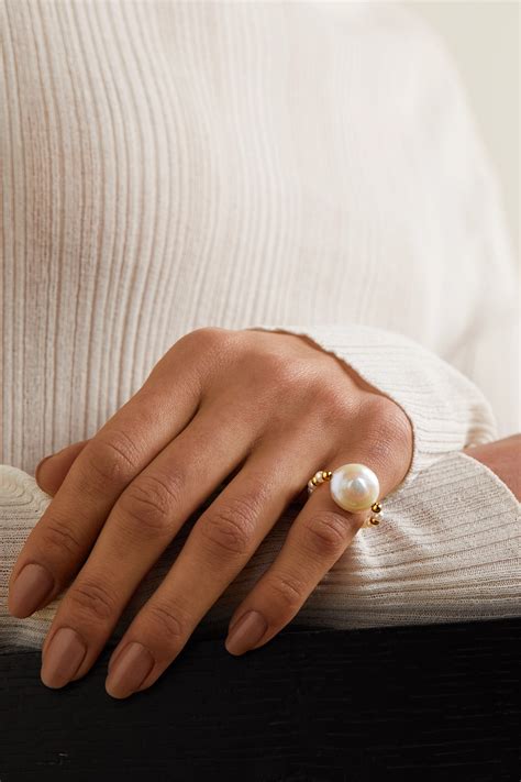 Anissa Kermiche Caviar Pebble Gold Plated Pearl Ring Net A Porter