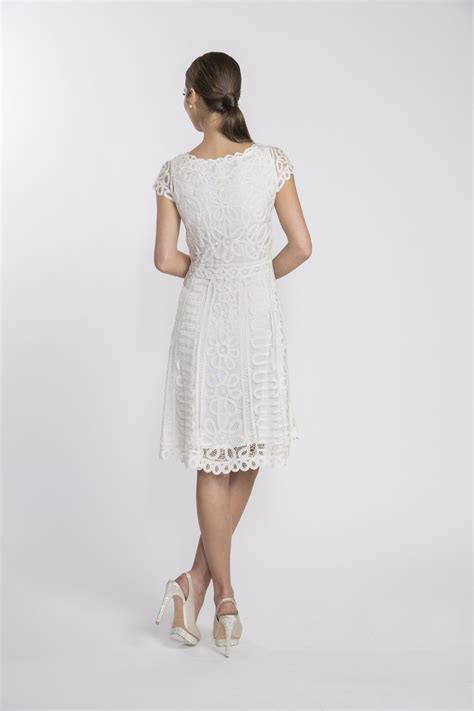D1319 White Crochet Lace Wedding Party Bridal Shower Dress Soulmates