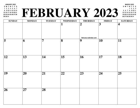 February 2023 Calendar Of The Month Free Printable February Calendar