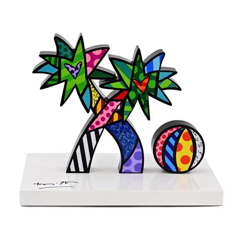 Palm Tree White Base Limited Edition Sculpture By Romero Britto
