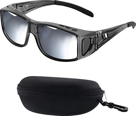 bezzee pro verspiegelte polarisierte sonnenüberbrille für brillenträger mit etui uv400 schutz